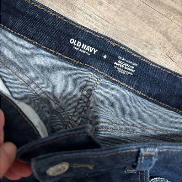 Old Navy Rockstar Super Skinny Extra High Rise Disstressed Denim Blue Jeans 6 - Picture 4 of 6